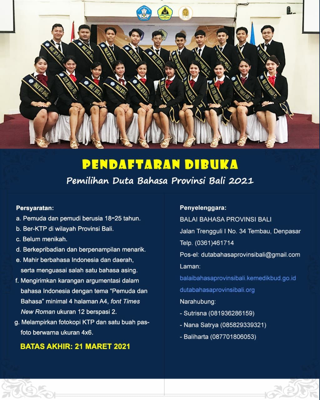 podiumnews.com-Pemilihan Duta Bahasa Provinsi Bali 2021, Ajak Generasi Muda Peduli Berbahasa